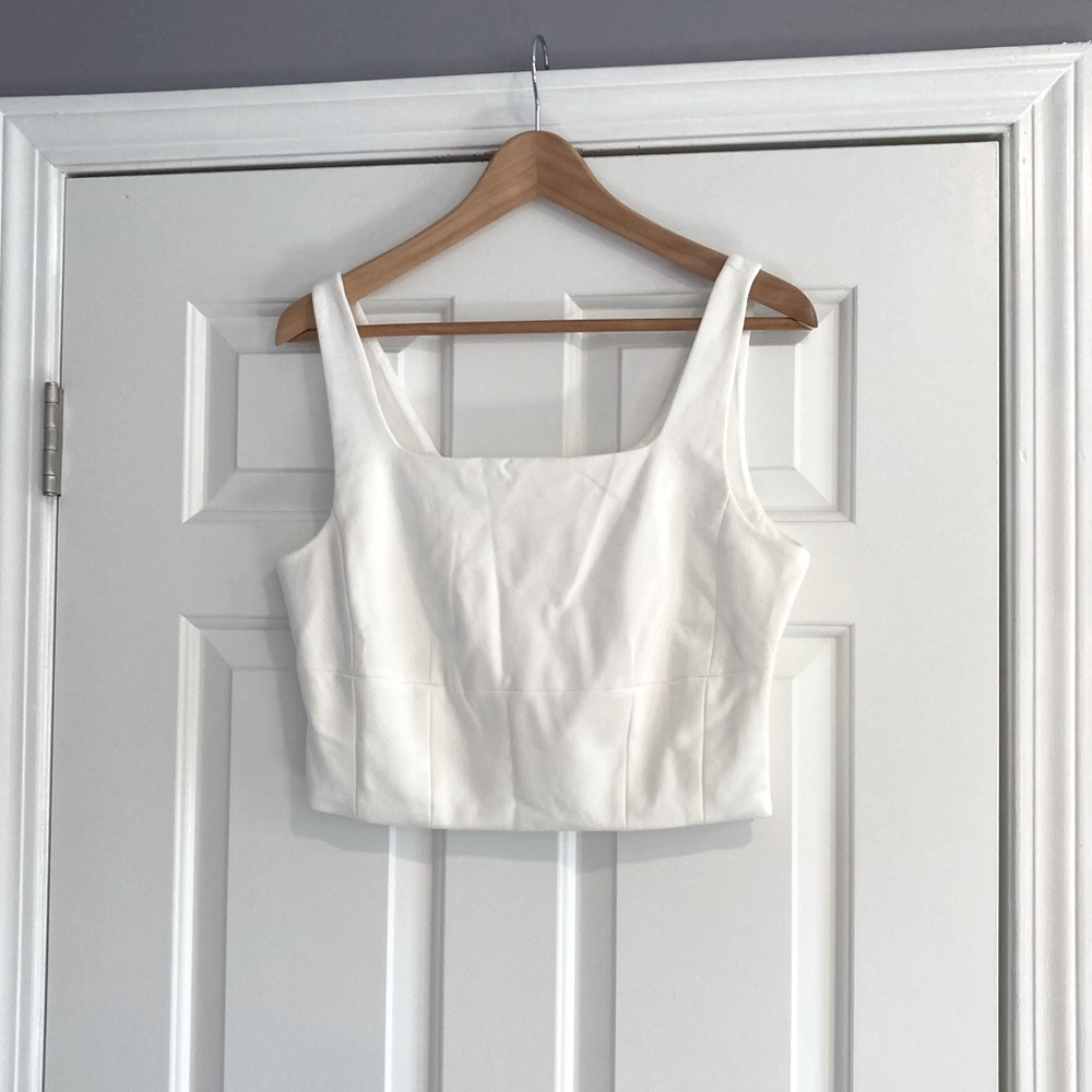 Bailey 44 White Crop Top, Side Hidden Zipper M